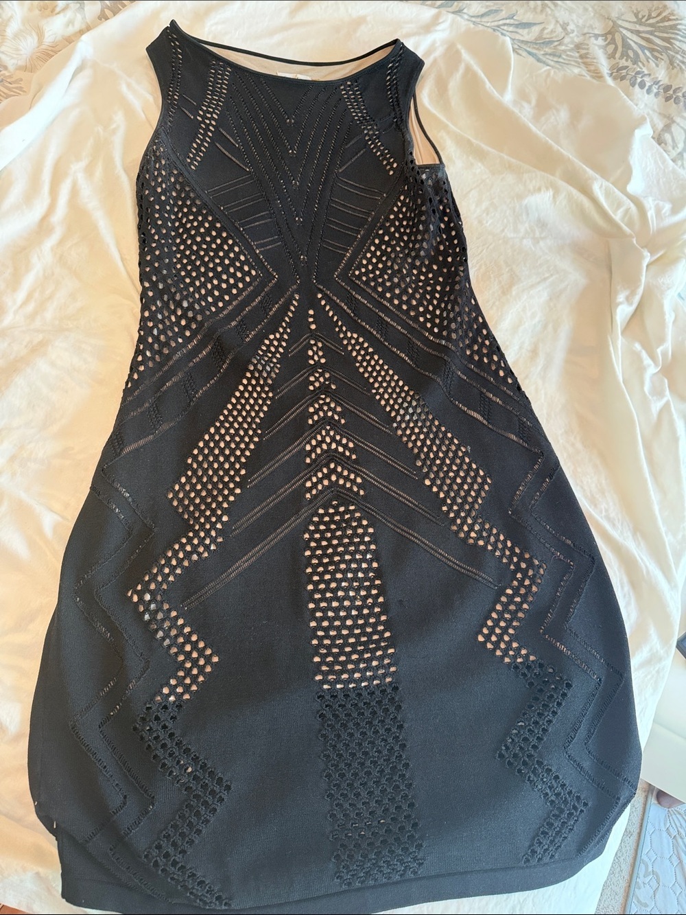 Calvin Klein Black Sleeveless Cutout Stretch Midi Dress